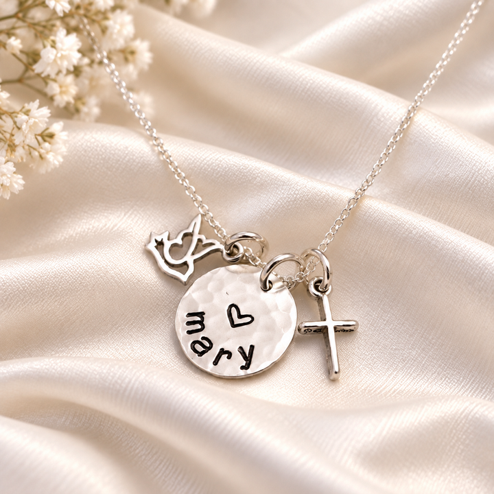 Dove and Cross Charm Necklace for Confirmation