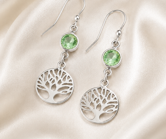 Birthstone Tree of Life Charm Earrings
