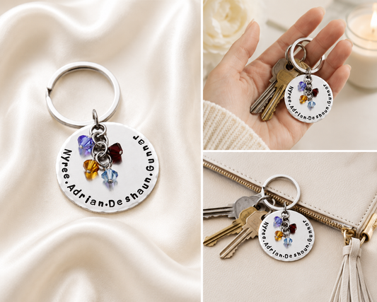 Family Key Chain with Birthstones