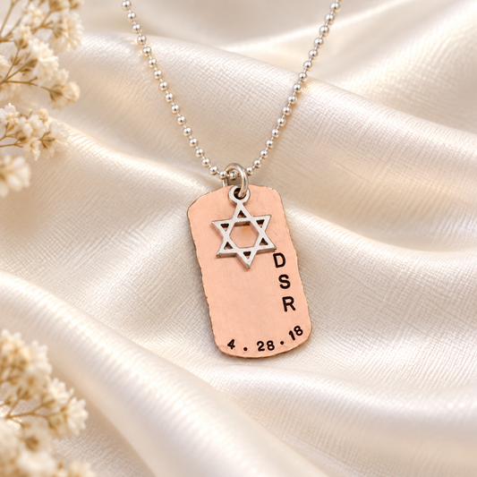 Bar Mitzvah Necklace in Copper and Silver