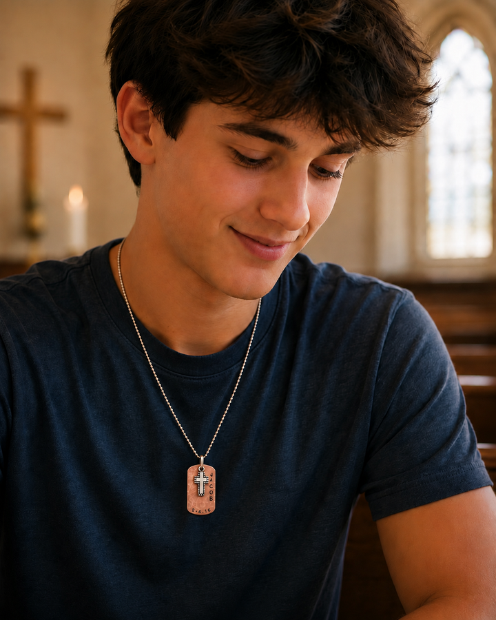 Boys Copper and Silver Cross Necklace *Best Seller