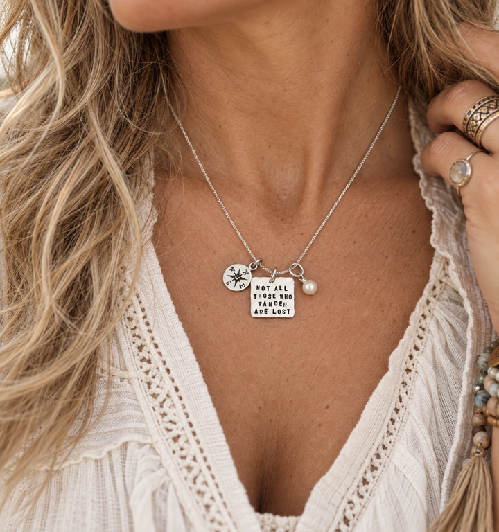 Not All Those Who Wander Are Lost Square Necklace