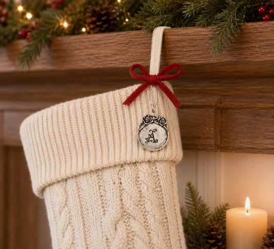 Vintage Style Initial Christmas Ornament