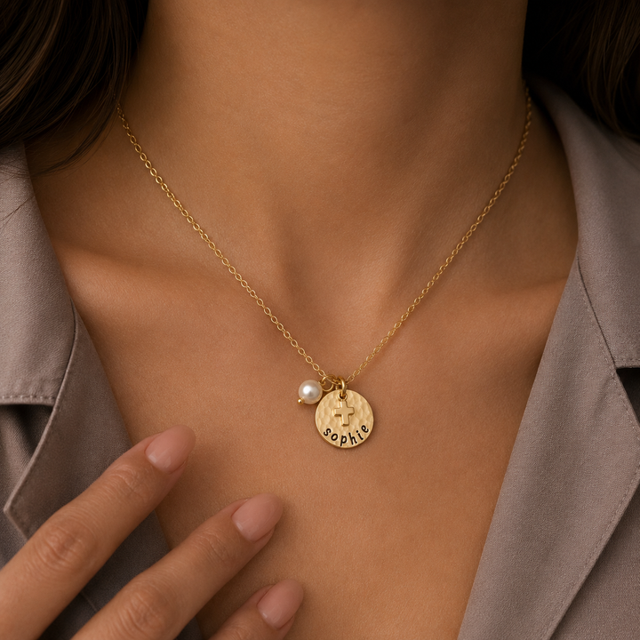 Dainty Cross Necklace in Gold