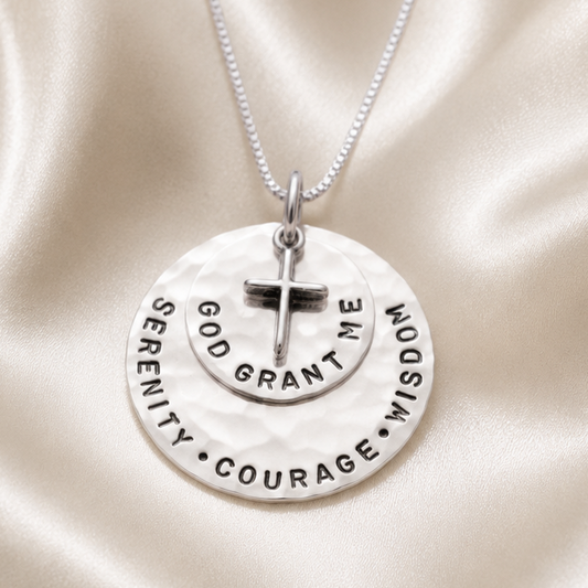 Serenity Prayer Pendant Necklace in Sterling Silver