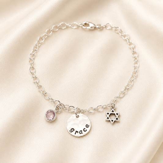 Personalized Bat Mitzvah Charm Bracelet