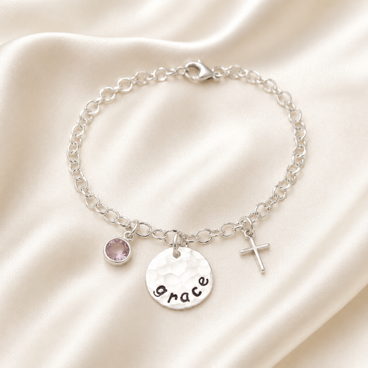 Simple Cross Chain Charm Bracelet