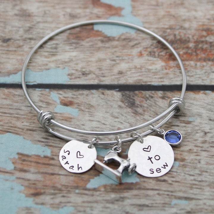 Personalized Bangle, Choose Your Hobby, Sewing, Knitting, Biking, Dancing, Photography, Music, Theater, Gymnastics Hand Stamped Bracelet