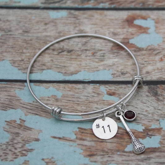 Personalized Lacrosse Bangle, Lacrosse Bracelet, Lacrosse Team Jewelry, Lacrosse Player Bangle, LAX Bracelet, Initial or Number Hand Stamped