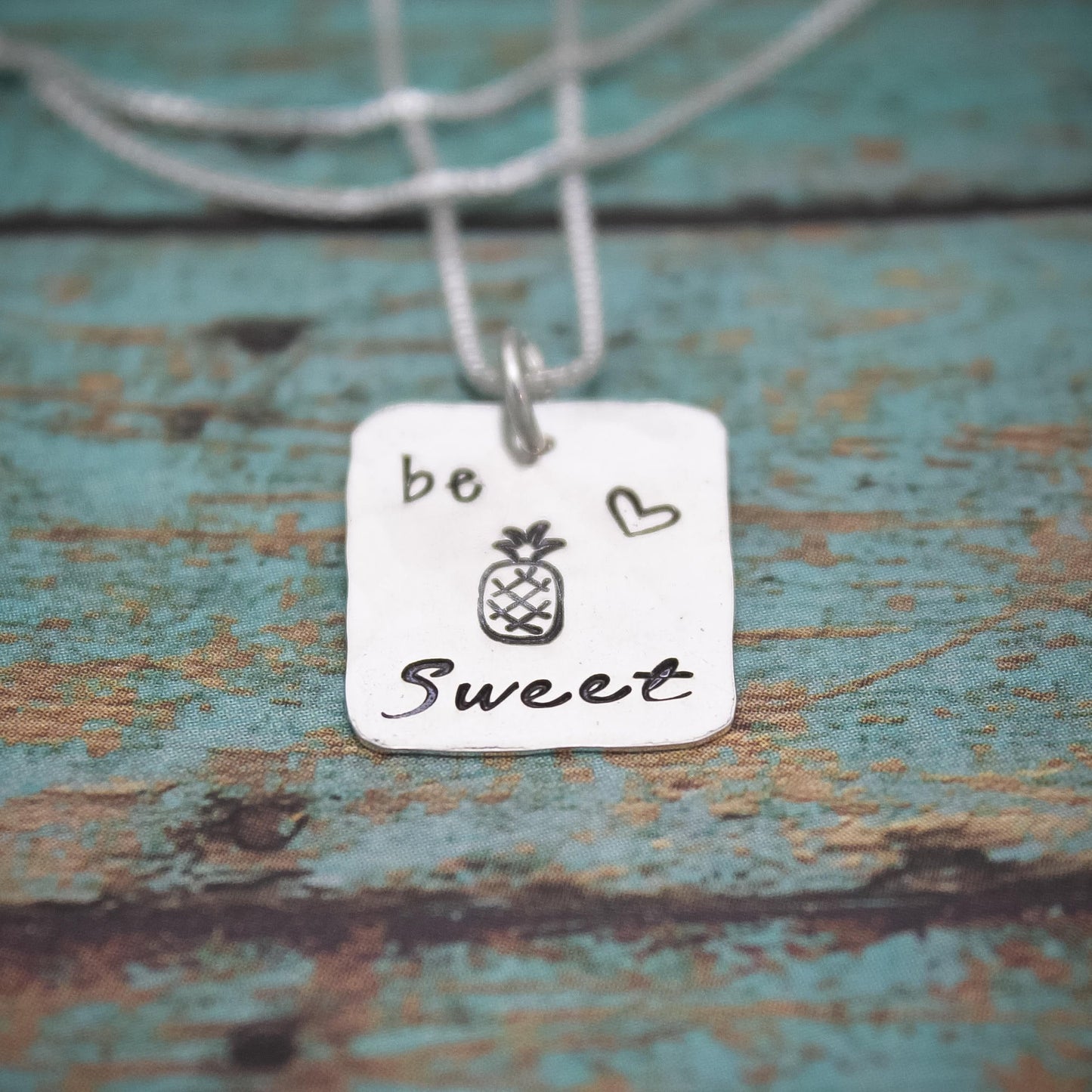Be Sweet Pineapple Necklace, Pineapple Jewelry, Sterling Silver Pineapple Necklace, BFF Gift, Cute Pineapple Gift, Hand Stamped Jewelry