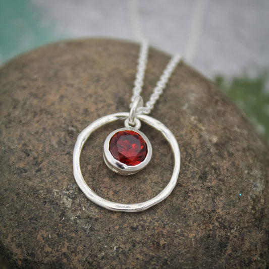 January Birthstone Necklace, Garnet Jewelry, January Birthday Gift, January Birthstone Jewelry, January Necklace, Sterling Silver Garnet
