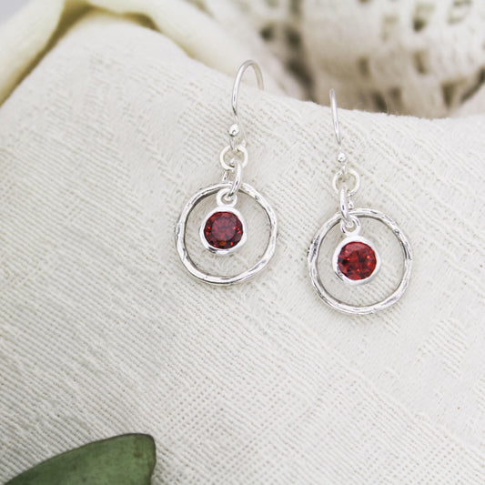 January Birthstone Earrings, Garnet Jewelry, January Birthday Gift, January Birthstone Jewelry, January Earrings, Sterling Silver Garnet