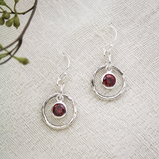 January Birthstone Earrings, Garnet Jewelry, January Birthday Gift, January Birthstone Jewelry, January Earrings, Sterling Silver Garnet