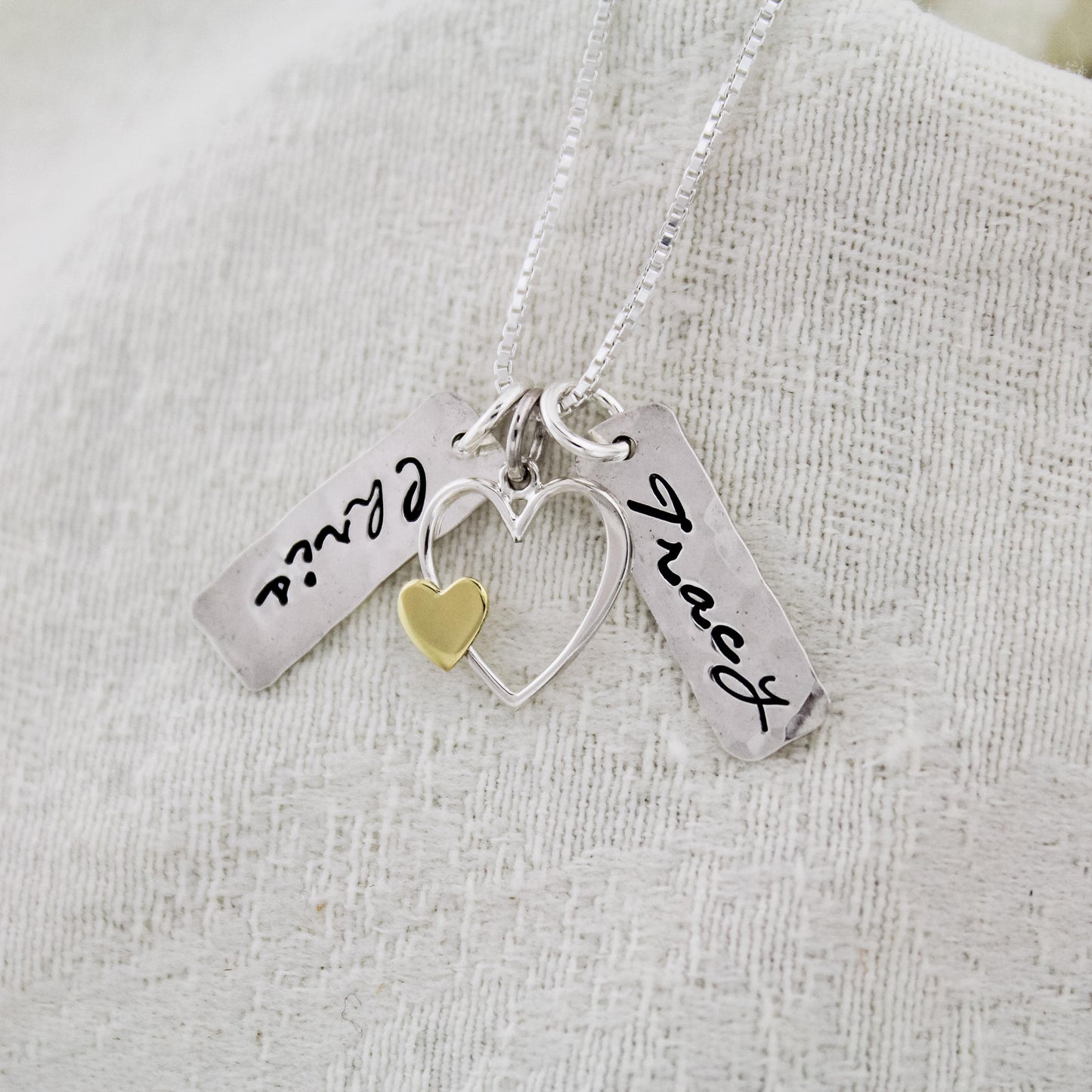 Heart and Tag Necklace, Personalized Heart Necklace, Valentine's Day Gift, Mommy Necklace, Gifts for Her, Cute Heart Necklace