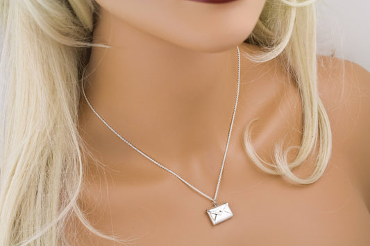 Envelope Letter Necklace, Cute Personalized Letter Necklace, Valentine's Day Gift, Love Letter Necklace, Locket Necklace, Gifts for Her