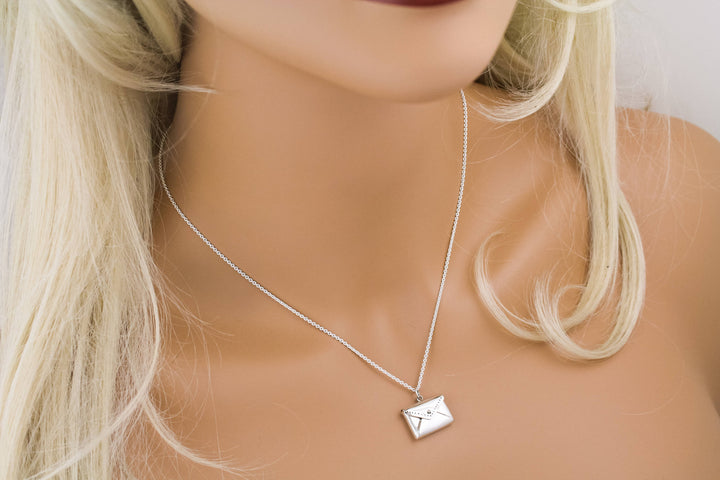 Envelope Letter Necklace, Cute Personalized Letter Necklace, Valentine's Day Gift, Love Letter Necklace, Locket Necklace, Gifts for Her