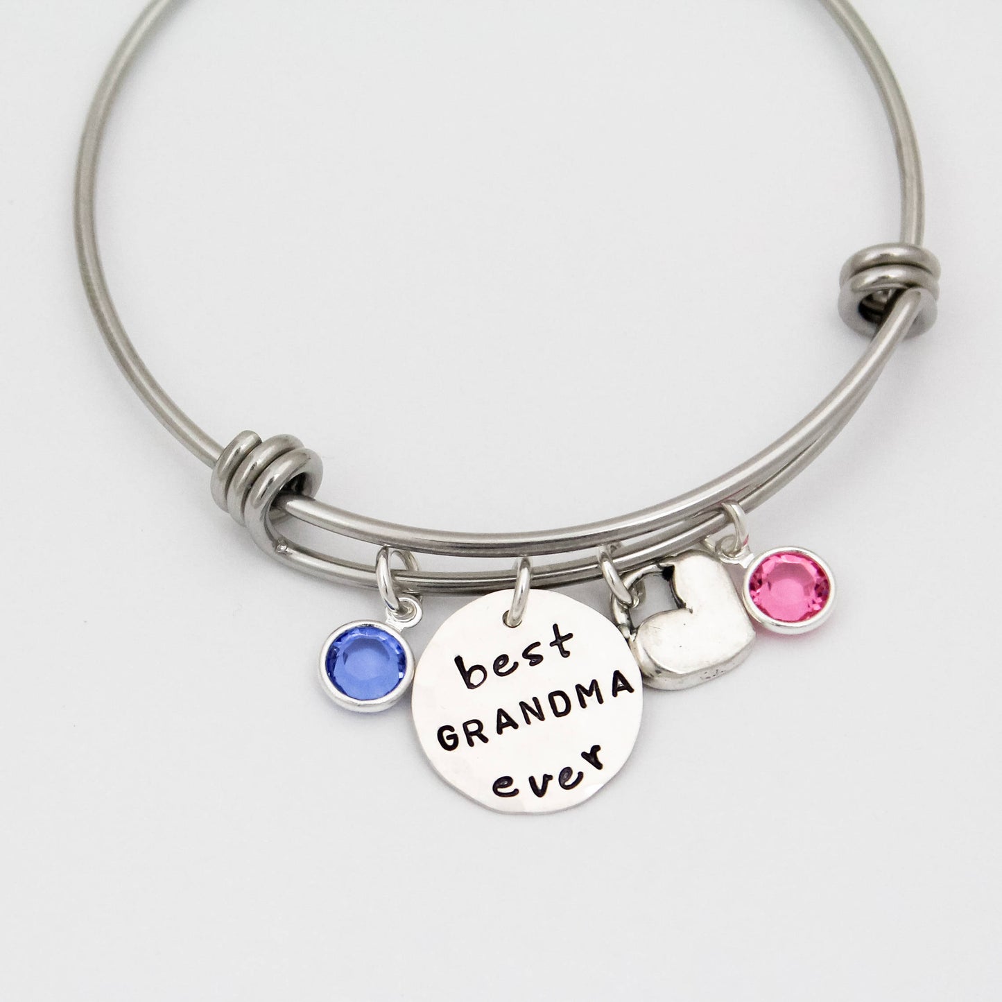 Personalized Best Grandma Ever Bracelet, Best Mom Ever Bangle, Grandmother Bracelet, Mother Bracelet, Mother's Day Gift,Hand Stamped Jewelry