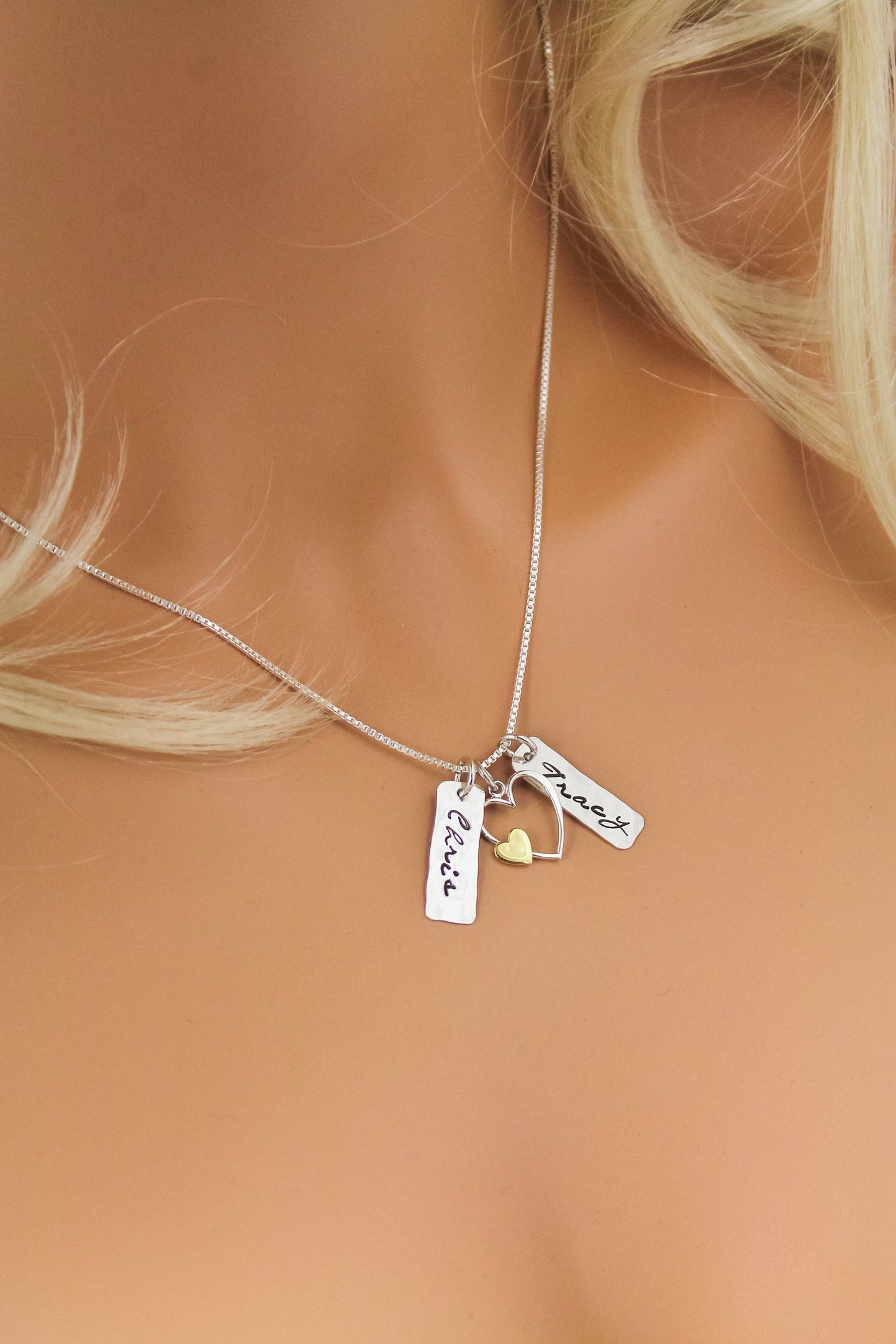 Heart and Tag Necklace, Personalized Heart Necklace, Valentine's Day Gift, Mommy Necklace, Gifts for Her, Cute Heart Necklace