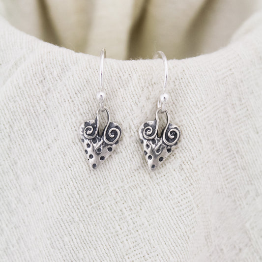 Cute Heart Earrings, Sterling Silver Heart Earrings, Valentine's Day Gift, Heart Jewelry, Gifts for Her