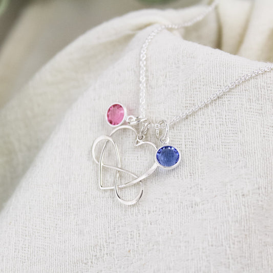 Infinite Heart Necklace with Birthstones, Heart Jewelry, Birthstone Necklace, Personalized Jewelry, Grandchildren Birthstones, Gifts for Her