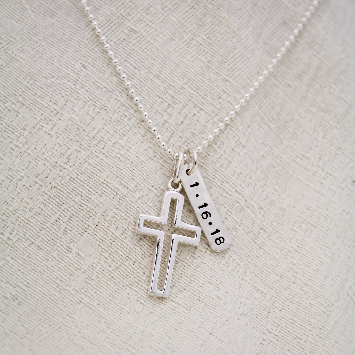 Personalized Boys Cross Necklace, Boys Confirmation or First Communion Gift, Silver Cross with Date Necklace for Boys, Hand Stamped