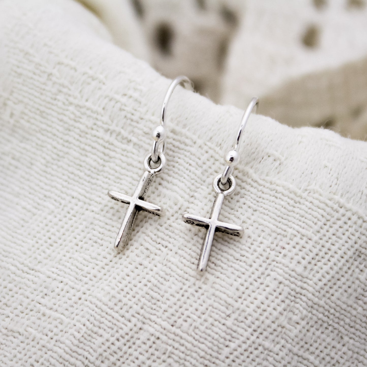 Tiny Sterling Silver Cross Earrings, Minimal Cross Earrings, Sterling Silver Earrings, Faith Earrings, Confirmation Holy Communion  Earrings