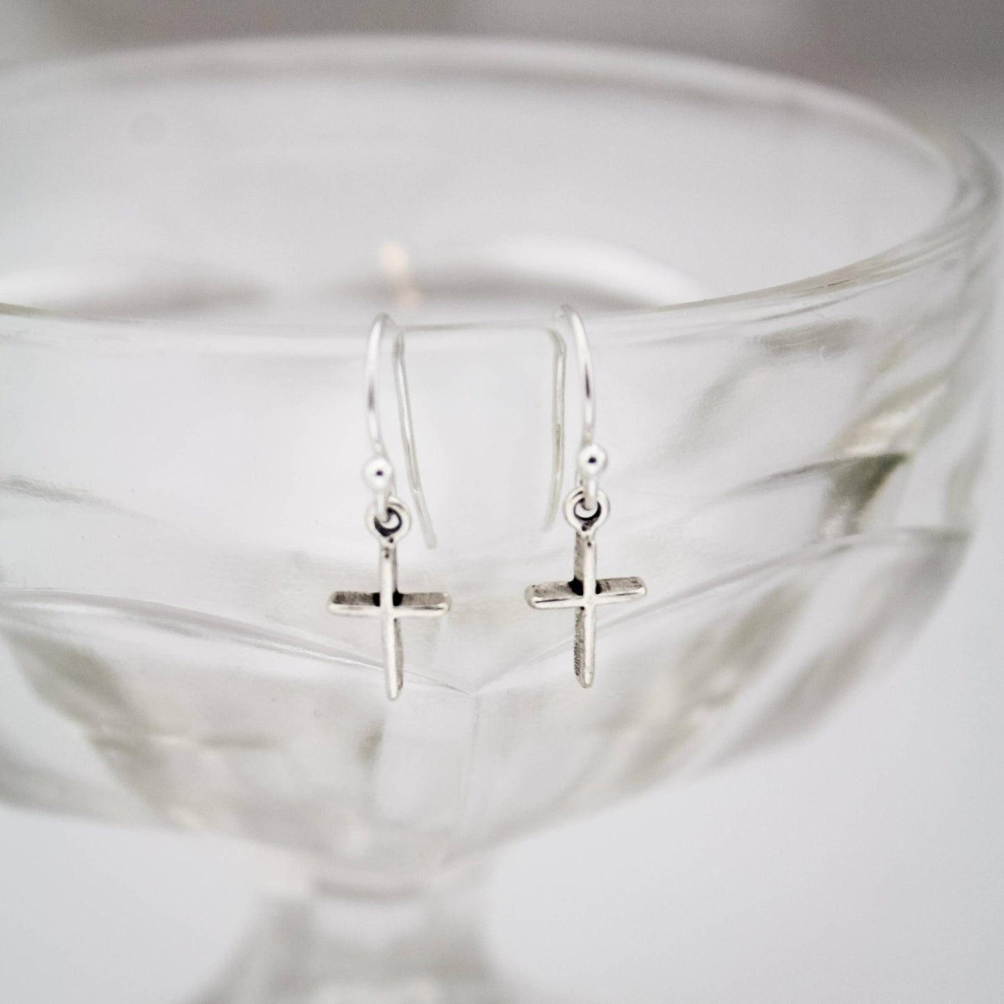 Tiny Sterling Silver Cross Earrings, Minimal Cross Earrings, Sterling Silver Earrings, Faith Earrings, Confirmation Holy Communion Earrings