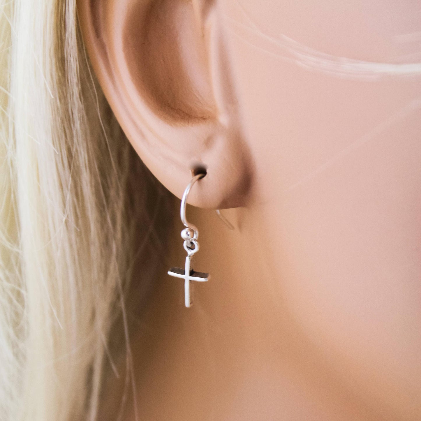 Tiny Sterling Silver Cross Earrings, Minimal Cross Earrings, Sterling Silver Earrings, Faith Earrings, Confirmation Holy Communion Earrings