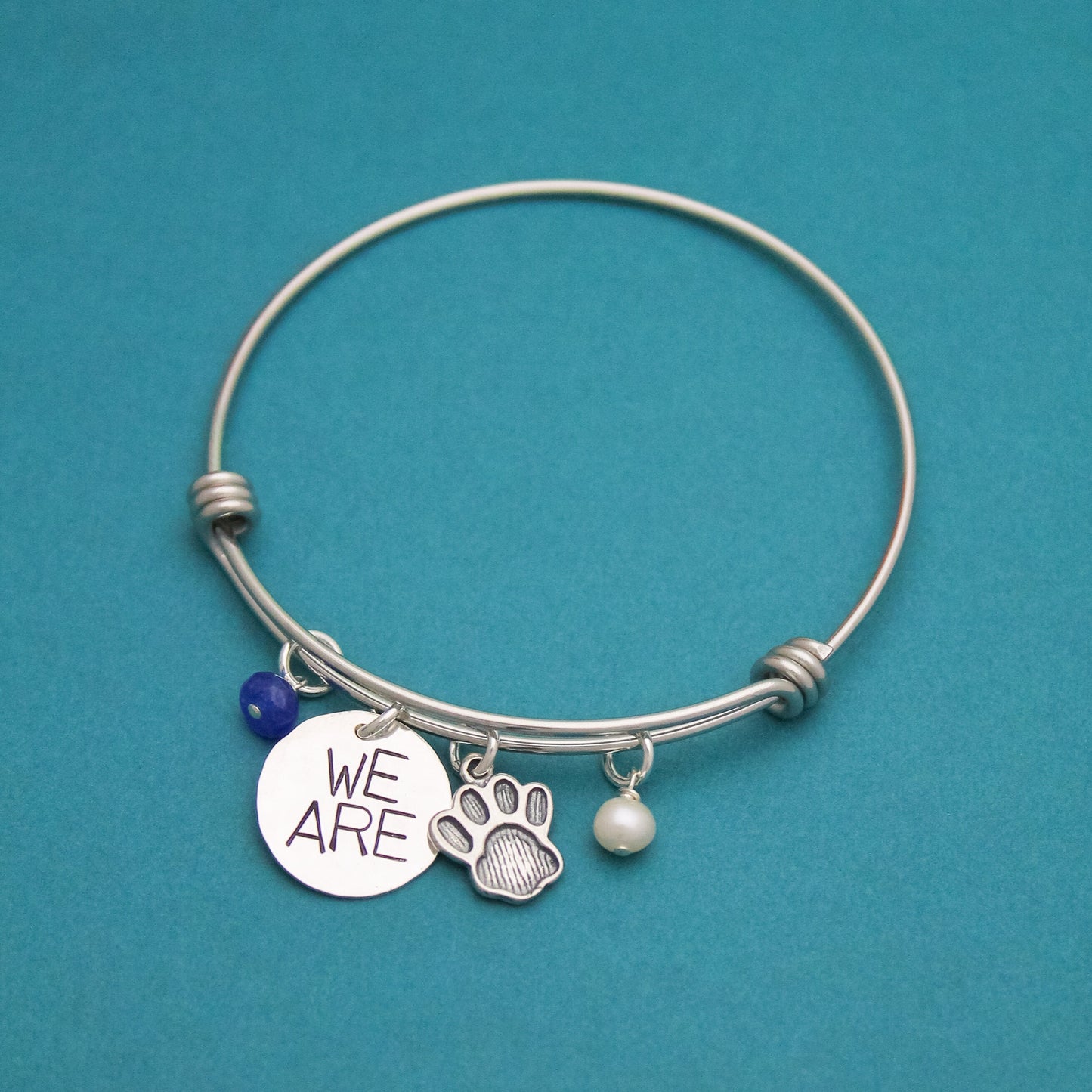 We Are Bangle, Penn State Bracelet, Nittany Lions Gift, PSU Grad Gift, Graduation Gift for Penn State, Hand Stamped Jewelry