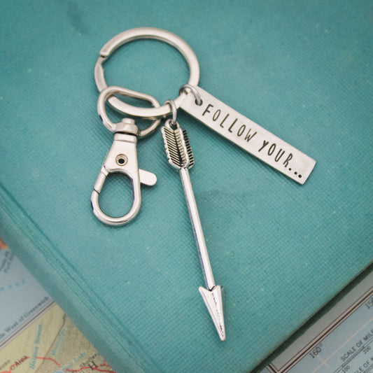 Follow Your Arrow Key Chain, Arrow Keychain, Graduation Gift, Motivational Gift, Graduate Gift, Hand Stamped Personalized Jewelry