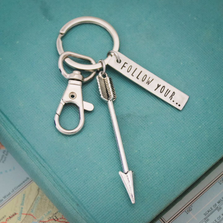 Follow Your Arrow Key Chain, Arrow Keychain, Graduation Gift, Motivational Gift, Graduate Gift, Hand Stamped Personalized Jewelry