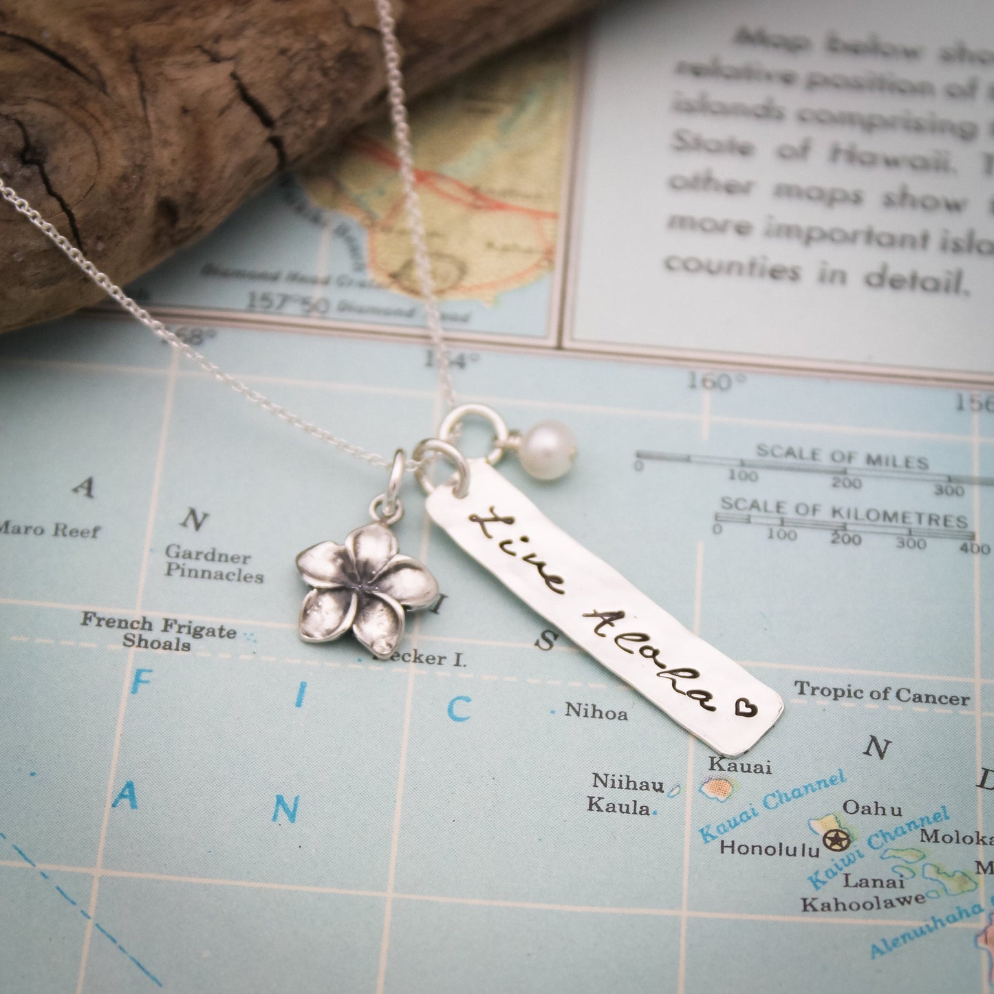 LIVE ALOHA Tag Necklace, Plumeria Necklace, Hawaiian Jewelry, Hand Stamped Necklace, Personalized Jewelry, Gifts for Her