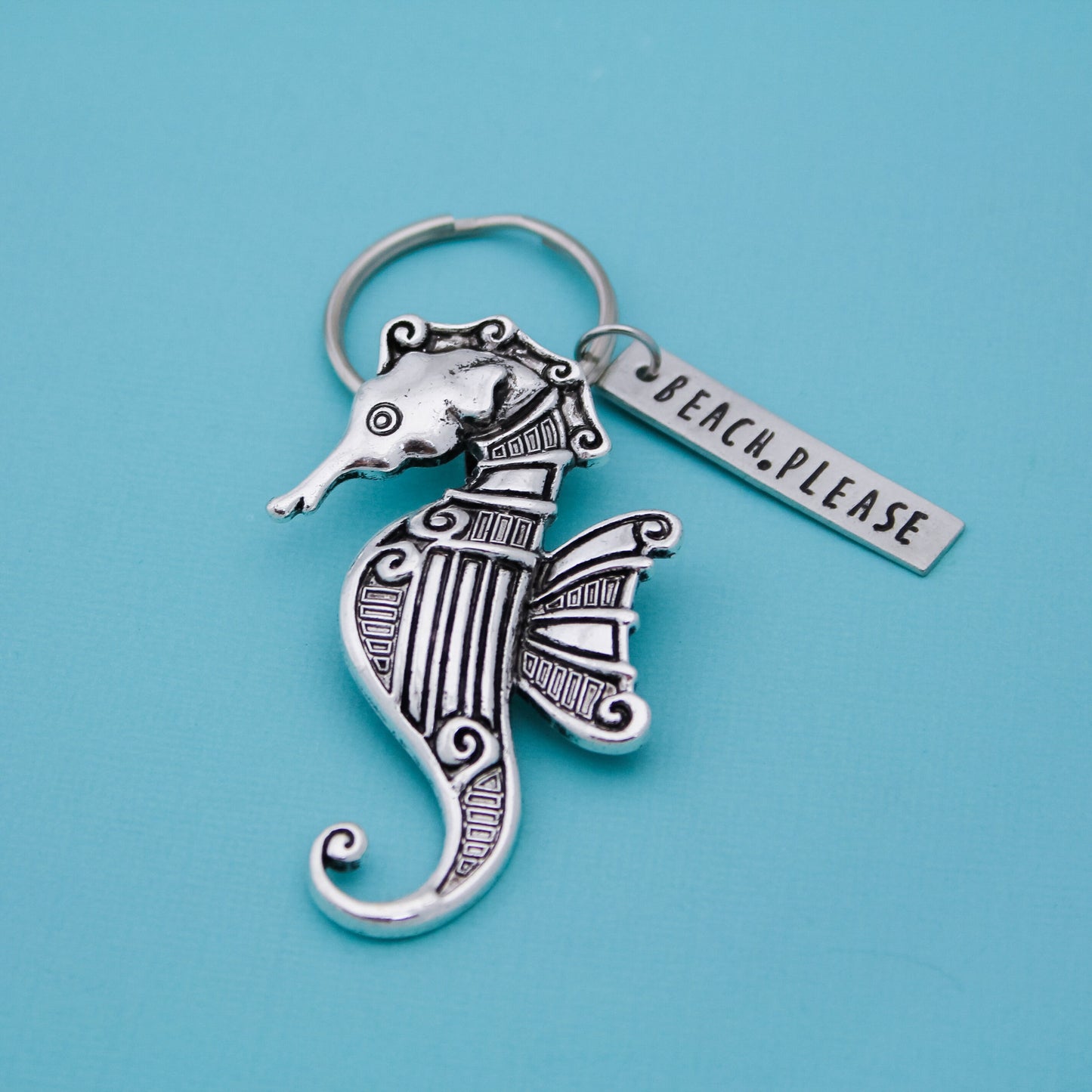 Mermaid Keychain, Sand Dollar Keychain, Starfish Keychain, Crab Key Chain, Sea Horse Key Chain, Beach Lover Gifts, Personalized Hand Stamped