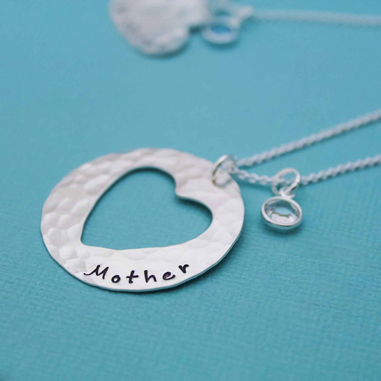 Mother Daughter Necklace Set with Birthstones, Necklace for Mother and Daughter, Mother's Day Gift, Sterling Silver Hand Stamped Jewelry