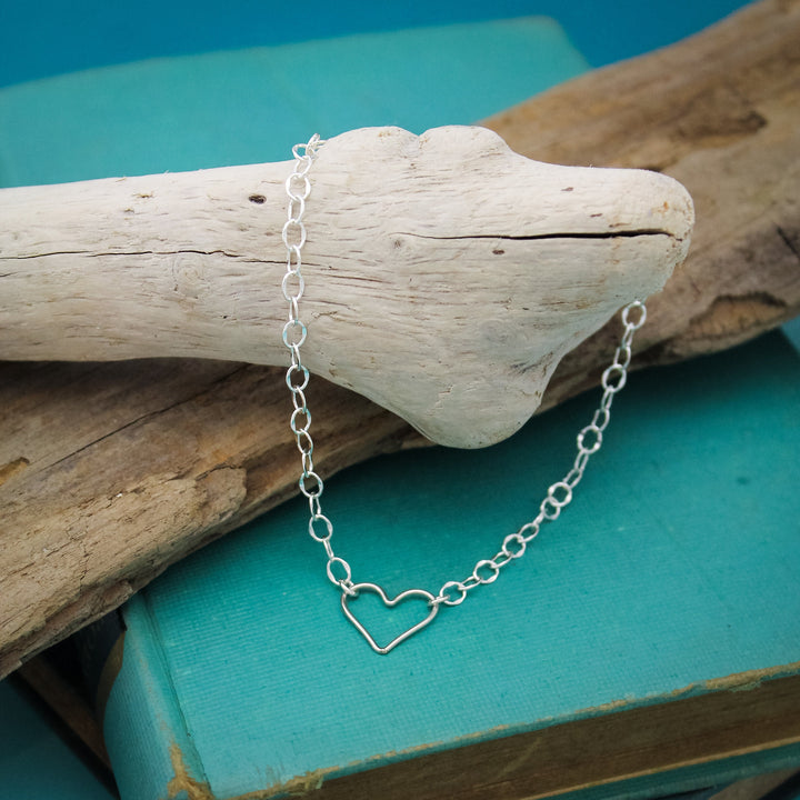 Heart Anklet, Birthday Gift, Summer Jewelry, Love Heart Jewelry, Sterling Silver Anklet, Gifts for Her, Summer Cruise Jewelry