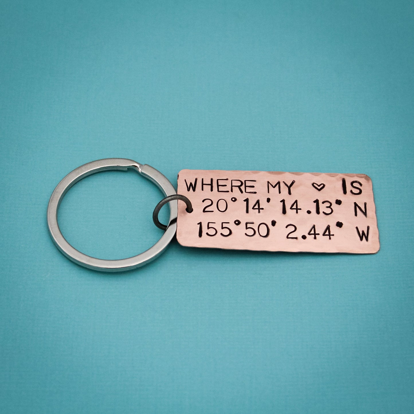 My Happy Place Latitude & Longitude Key Chain, Coordinates Keychain, Where My Heart Is Keychain, Home Sweet Home, Hand Stamped Personalized