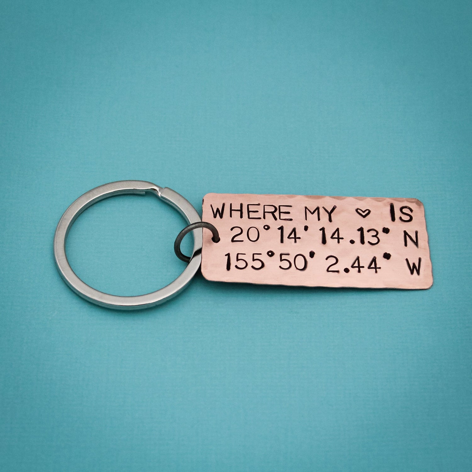 My Happy Place Latitude & Longitude Key Chain, Coordinates Keychain, Where My Heart Is Keychain, Home Sweet Home, Hand Stamped Personalized