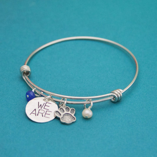 We Are Bangle, Penn State Bracelet, Nittany Lions Gift, PSU Grad Gift, Graduation Gift for Penn State, Hand Stamped Jewelry