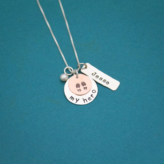 My Hero Necklace, My Hero Military Jewelry, My Hero Jewelry, Military Wife Necklace, Personalize Military Necklace, Military Mom Gift