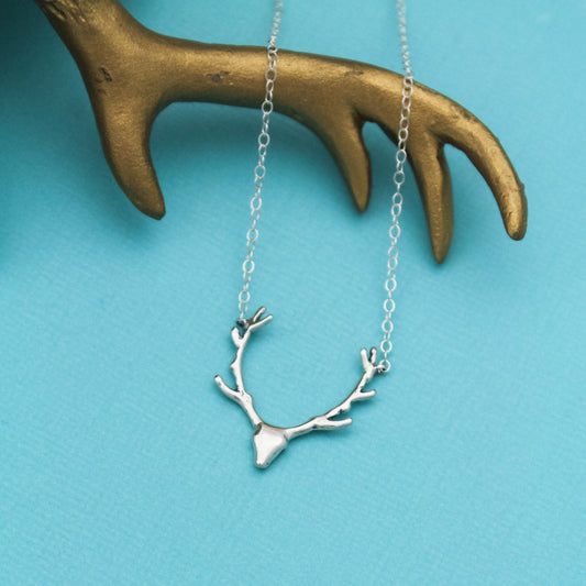 Oh Deer Antler Bar Necklace in Sterling Silver