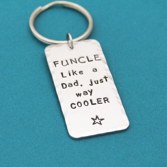 Funcle Uncle Keychain, Personalized Key Chain, Gifts for Uncle, Gifts for Him, Handstamped, Personalized Gift, Uncle Gift