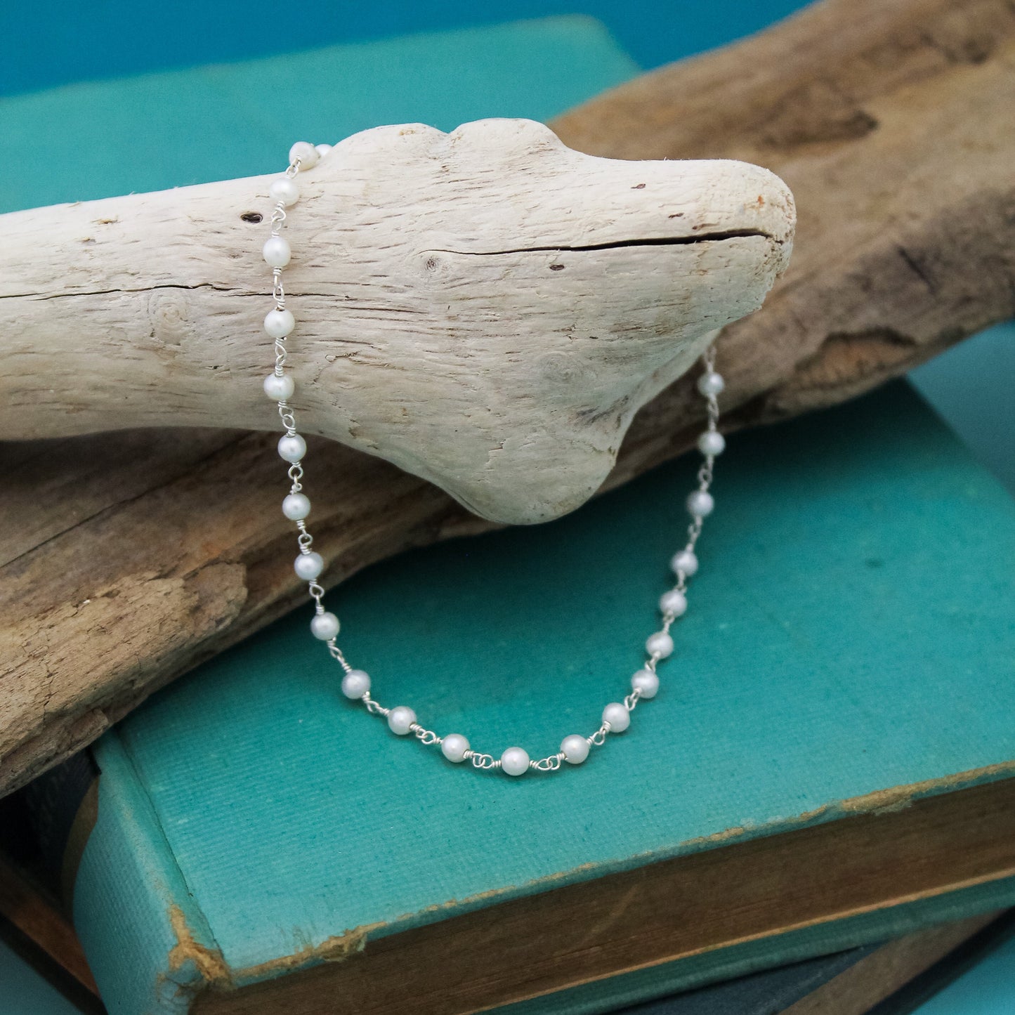 Pearl Chain Anklet, June Birthday Gift, Birthstone Jewelry, Pearl Jewelry, Sterling Silver Anklet, Gifts for Her, Summer Cruise Jewelry