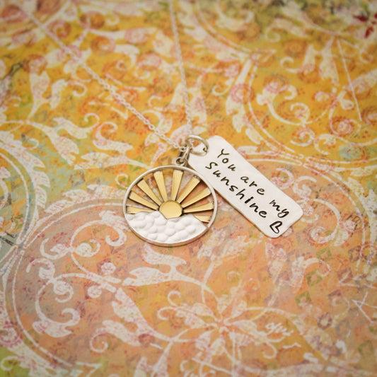 You Are My Sunshine Necklace, Sun Jewelry, Mother Necklace, Grandmother Necklace, Gifts for Her, Personalized Hand Stamped Jewelry