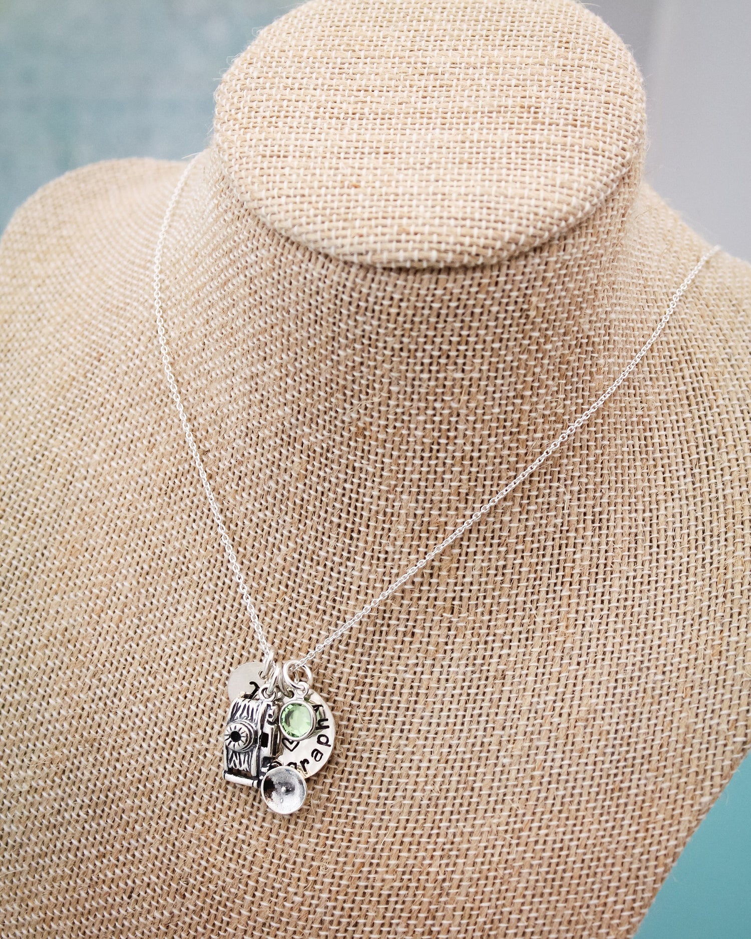 Photography Sterling Silver Personalized Hand Stamped Necklace Camera