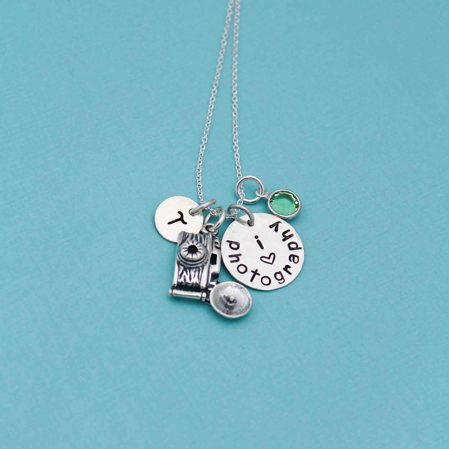 Photography Sterling Silver Personalized Hand Stamped Necklace Camera