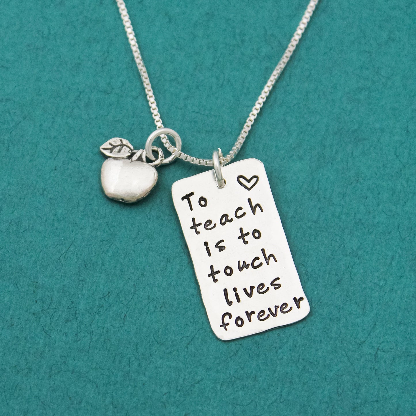 To Teach is to Touch Lives Forever Teacher Necklace, Unique Teacher Gift, Back to School Gift, Apple Teacher Necklace, Gift for Teacher