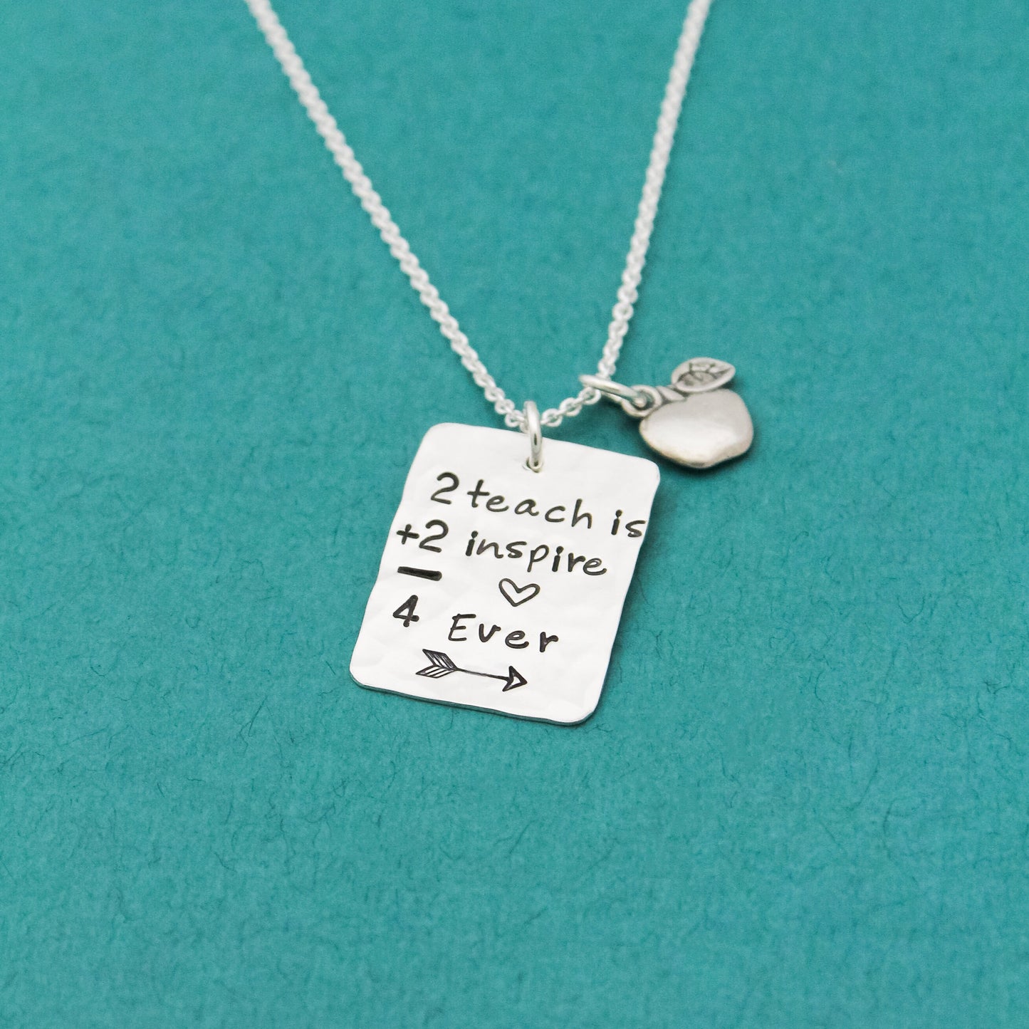 2 Teach is 2 Inspire 4 Ever Teacher Necklace, Teacher Gift, Back to School Gift, Teacher Gifts, Gift for Teacher, Unique Hand Stamped