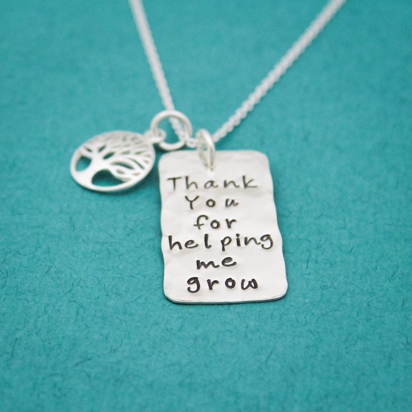 Thank You for Helping Me Grow Teacher Necklace, Tree Teacher Gift, Back to School Gift, Teacher Gifts, Gift for Teacher, Unique Hand Stamped