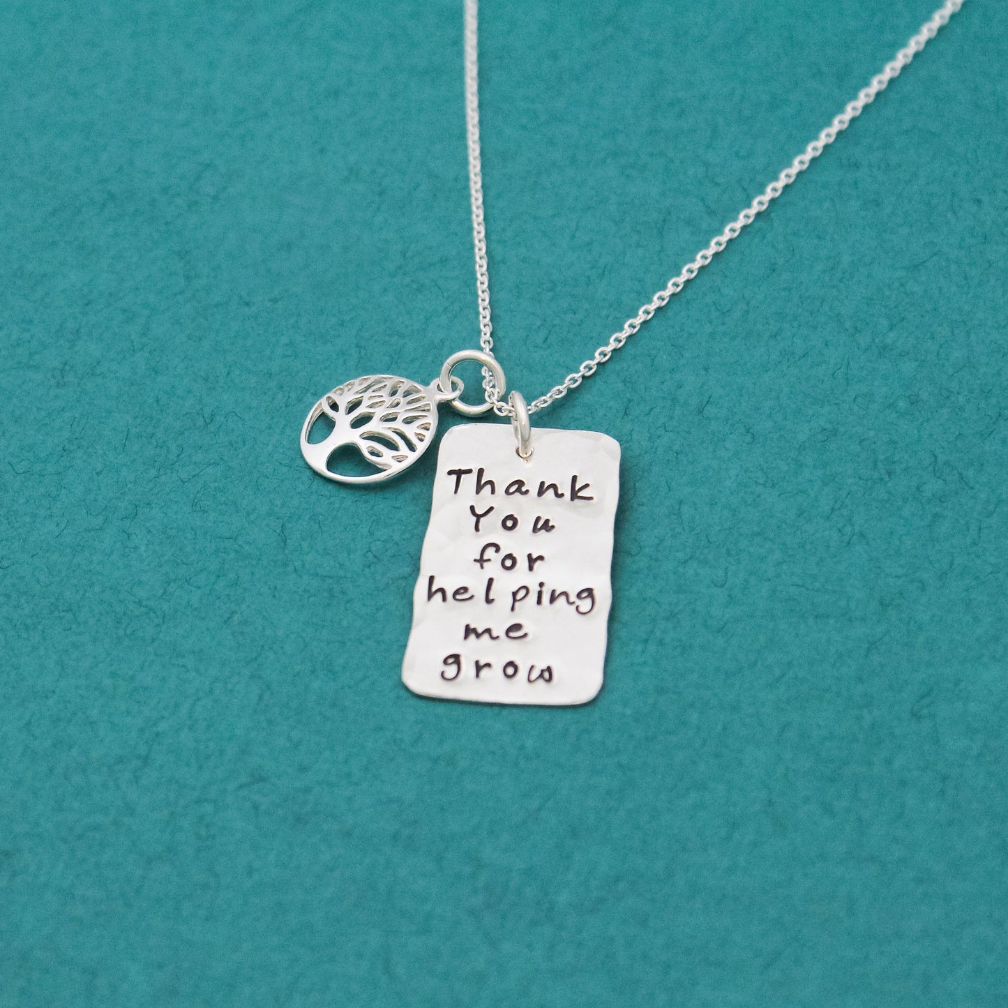 Thank You for Helping Me Grow Teacher Necklace, Tree Teacher Gift, Back to School Gift, Teacher Gifts, Gift for Teacher, Unique Hand Stamped