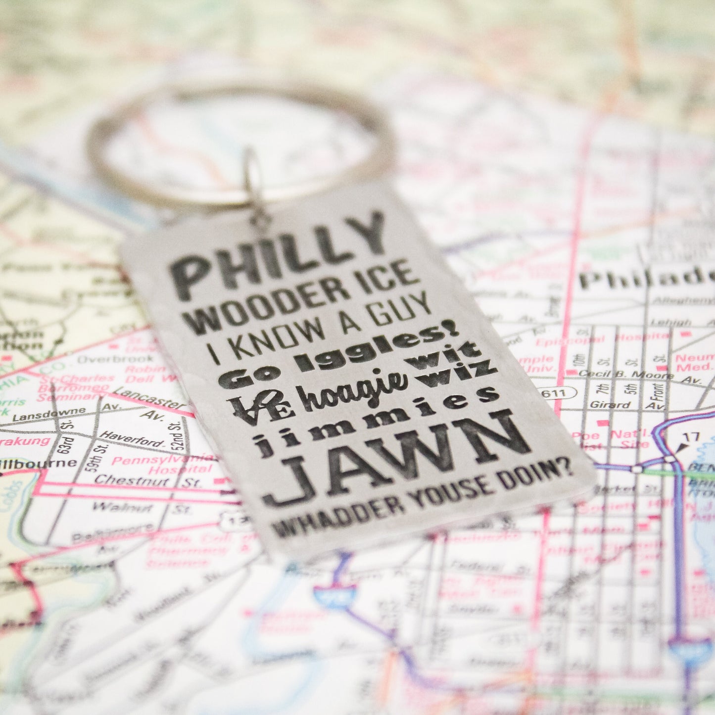 Philly Jawn Keychain, Philadelphia Keychain, Philly Slang Key Chain, Philly Key Fob, Philadelphia Words, Wooder Ice, Go Iggles!